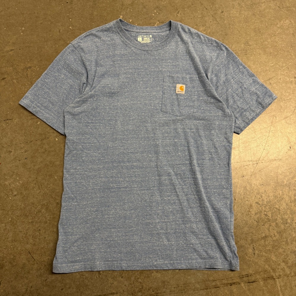 Carharttโ Mens Loose Fit Short Sleeve Pocket T-Shirt Blue Heather Large Tall L T